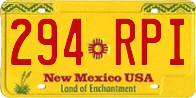NM license plate 294RPI