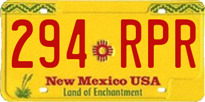 NM license plate 294RPR