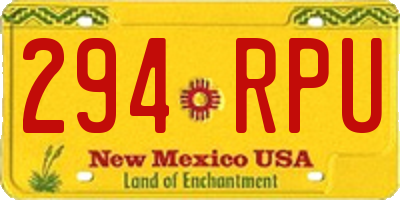 NM license plate 294RPU