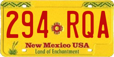 NM license plate 294RQA