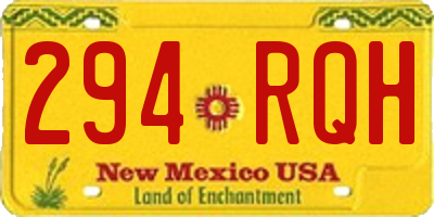 NM license plate 294RQH