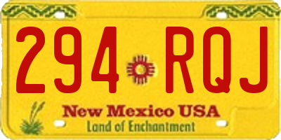 NM license plate 294RQJ