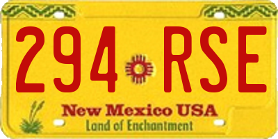NM license plate 294RSE