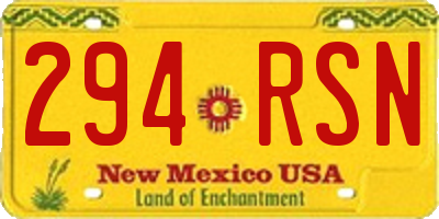NM license plate 294RSN