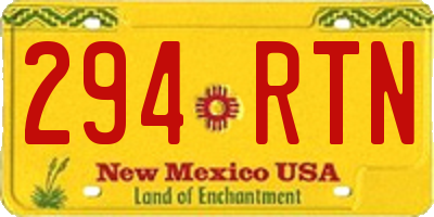 NM license plate 294RTN