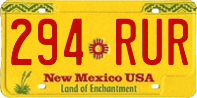 NM license plate 294RUR