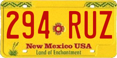 NM license plate 294RUZ