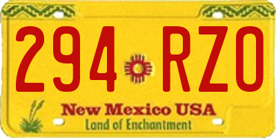 NM license plate 294RZO