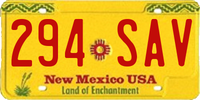 NM license plate 294SAV