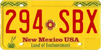 NM license plate 294SBX