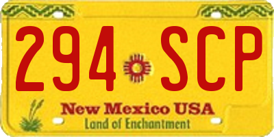 NM license plate 294SCP