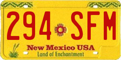 NM license plate 294SFM