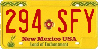 NM license plate 294SFY