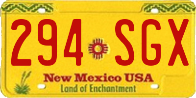 NM license plate 294SGX