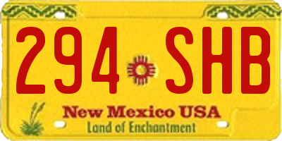 NM license plate 294SHB