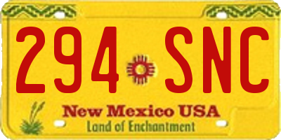 NM license plate 294SNC