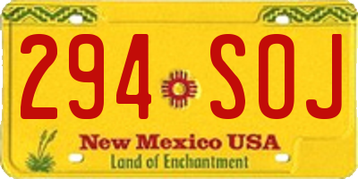 NM license plate 294SOJ
