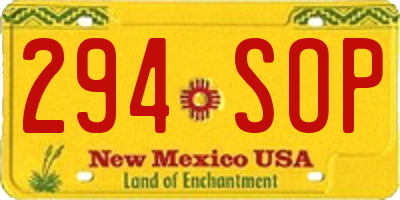 NM license plate 294SOP