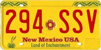 NM license plate 294SSV