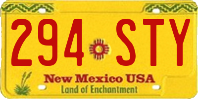 NM license plate 294STY