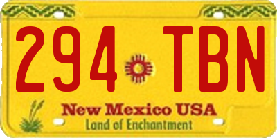 NM license plate 294TBN