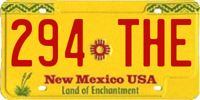 NM license plate 294THE