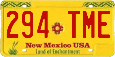 NM license plate 294TME
