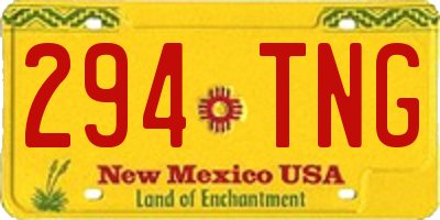 NM license plate 294TNG