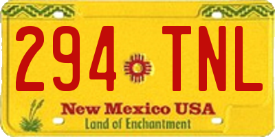 NM license plate 294TNL