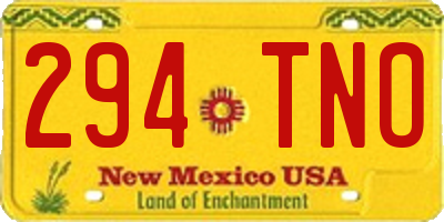 NM license plate 294TNO