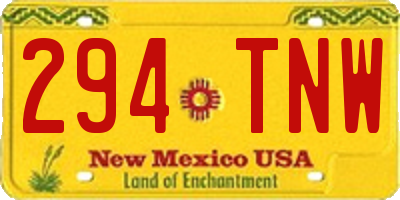 NM license plate 294TNW