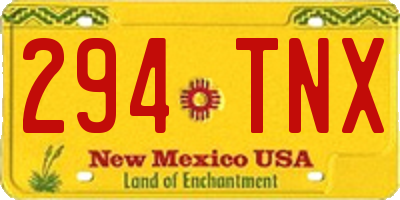 NM license plate 294TNX