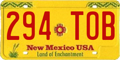 NM license plate 294TOB