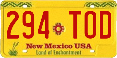 NM license plate 294TOD