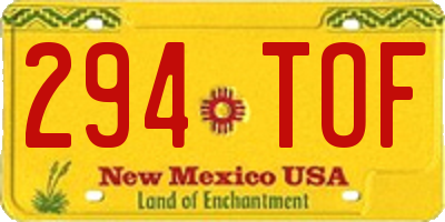 NM license plate 294TOF