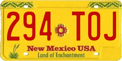 NM license plate 294TOJ