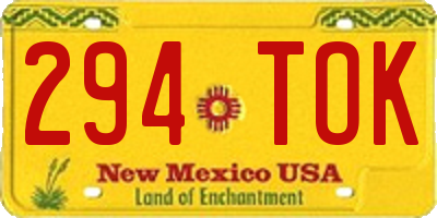 NM license plate 294TOK