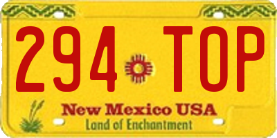 NM license plate 294TOP