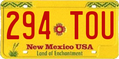 NM license plate 294TOU