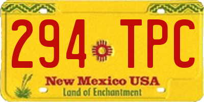 NM license plate 294TPC