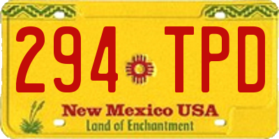 NM license plate 294TPD