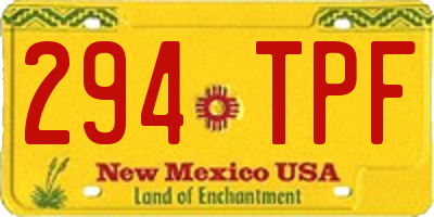 NM license plate 294TPF