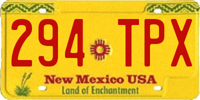NM license plate 294TPX