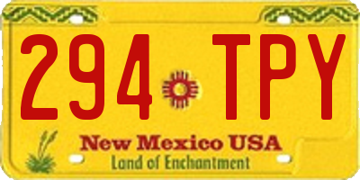 NM license plate 294TPY