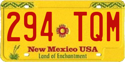 NM license plate 294TQM
