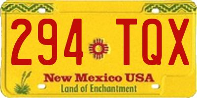 NM license plate 294TQX