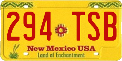 NM license plate 294TSB