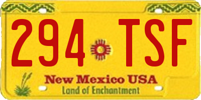 NM license plate 294TSF