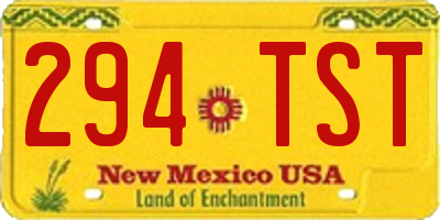 NM license plate 294TST