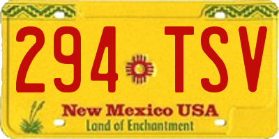NM license plate 294TSV